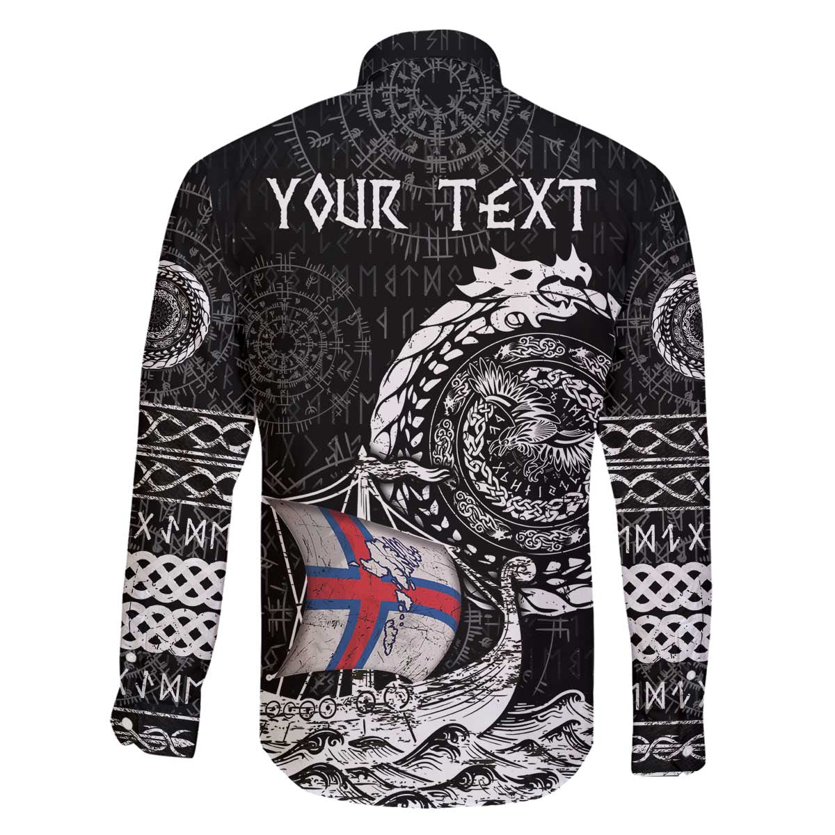 Personalized Viking Faroe Islands Family Matching Off The Shoulder Long Sleeve Dress and Hawaiian Shirt Faroese Viking Ship