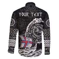 Personalized Viking Faroe Islands Family Matching Off The Shoulder Long Sleeve Dress and Hawaiian Shirt Faroese Viking Ship