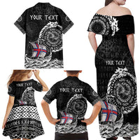 Personalized Viking Faroe Islands Family Matching Off Shoulder Maxi Dress and Hawaiian Shirt Faroese Viking Ship