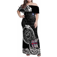 Personalized Viking Faroe Islands Family Matching Off Shoulder Maxi Dress and Hawaiian Shirt Faroese Viking Ship