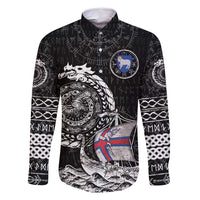 Personalized Viking Faroe Islands Family Matching Off Shoulder Short Dress and Hawaiian Shirt Faroese Viking Ship