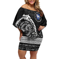 Personalized Viking Faroe Islands Family Matching Off Shoulder Short Dress and Hawaiian Shirt Faroese Viking Ship