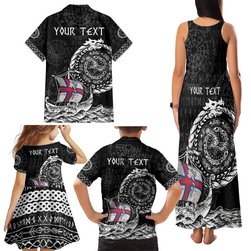 Personalized Viking Faroe Islands Family Matching Tank Maxi Dress and Hawaiian Shirt Faroese Viking Ship