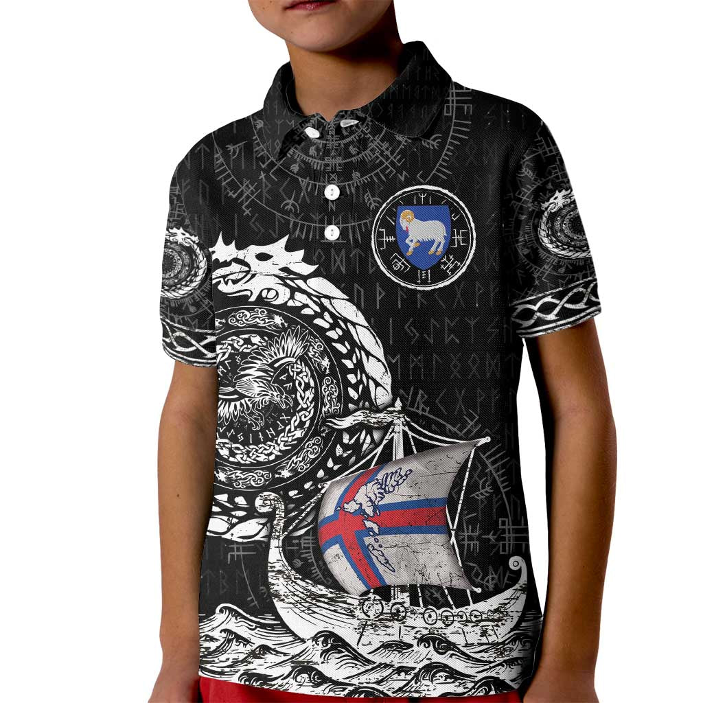 Personalized Viking Faroe Islands Kid Polo Shirt Faroese Viking Ship