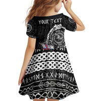 Personalized Viking Faroe Islands Kid Short Sleeve Dress Faroese Viking Ship