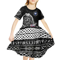 Personalized Viking Faroe Islands Kid Short Sleeve Dress Faroese Viking Ship