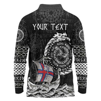 Personalized Viking Faroe Islands Long Sleeve Polo Shirt Faroese Viking Ship