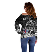 Personalized Viking Faroe Islands Off Shoulder Sweater Faroese Viking Ship