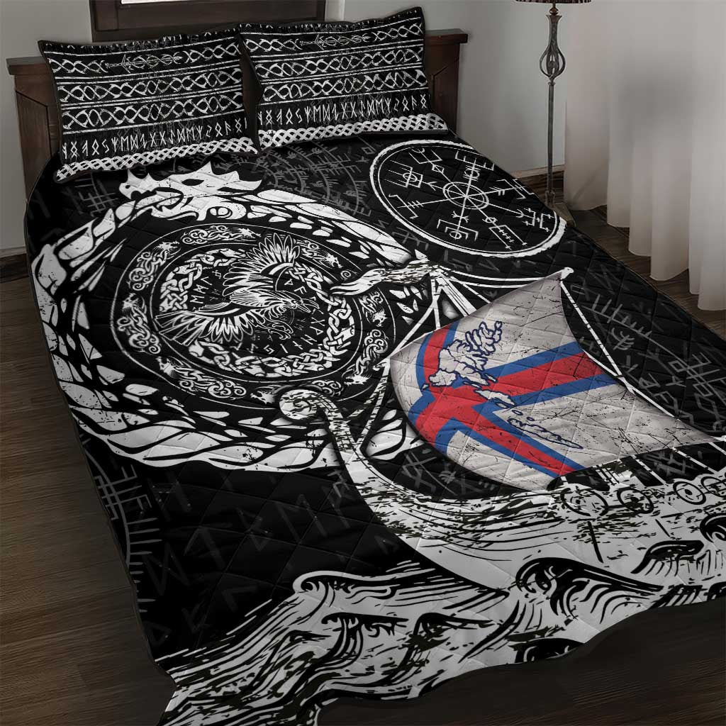 Viking Faroe Islands Quilt Bed Set Faroese Viking Ship