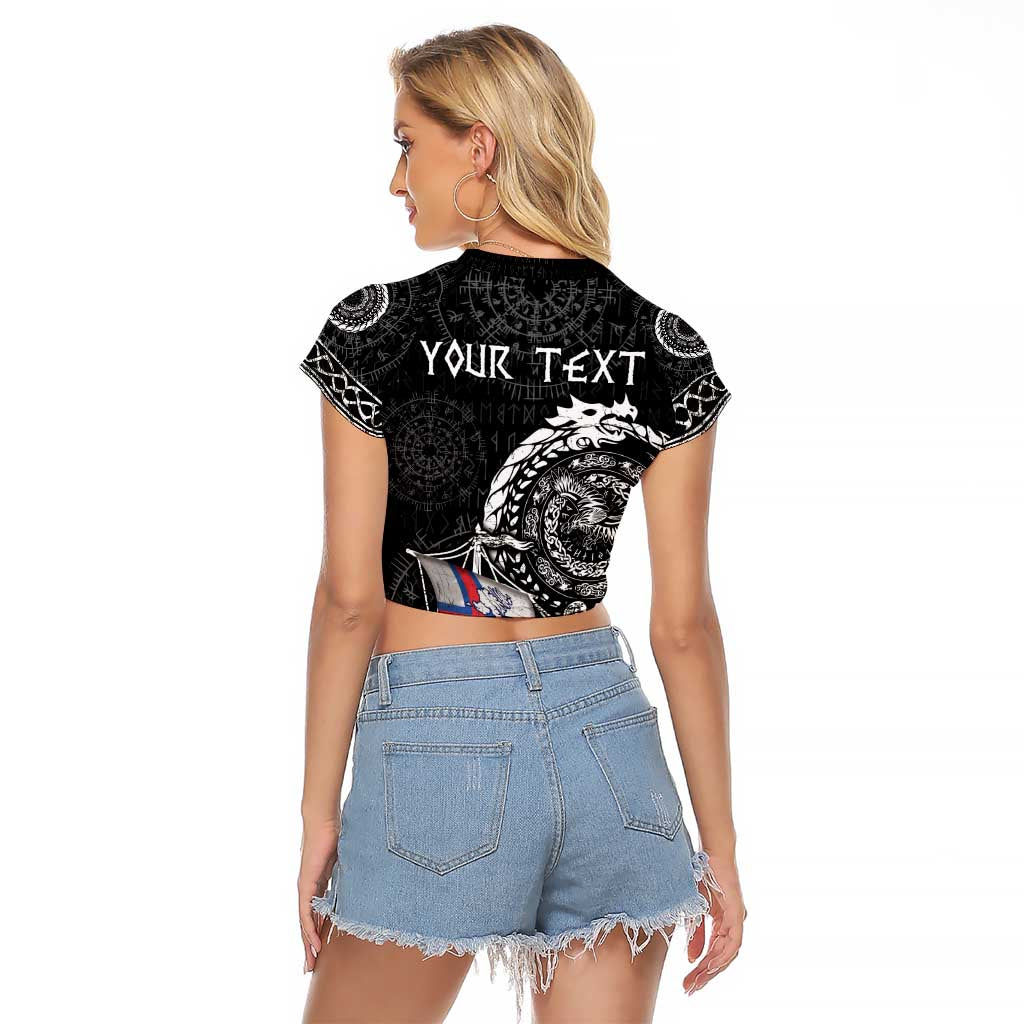 Personalized Viking Faroe Islands Raglan Cropped T Shirt Faroese Viking Ship