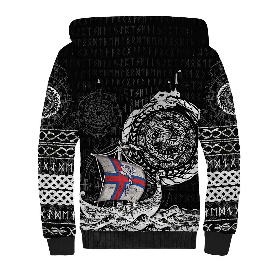 Personalized Viking Faroe Islands Sherpa Hoodie Faroese Viking Ship