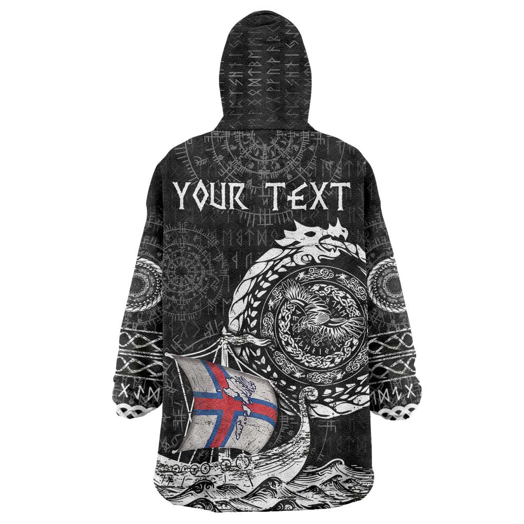 Personalized Viking Faroe Islands Wearable Blanket Hoodie Faroese Viking Ship