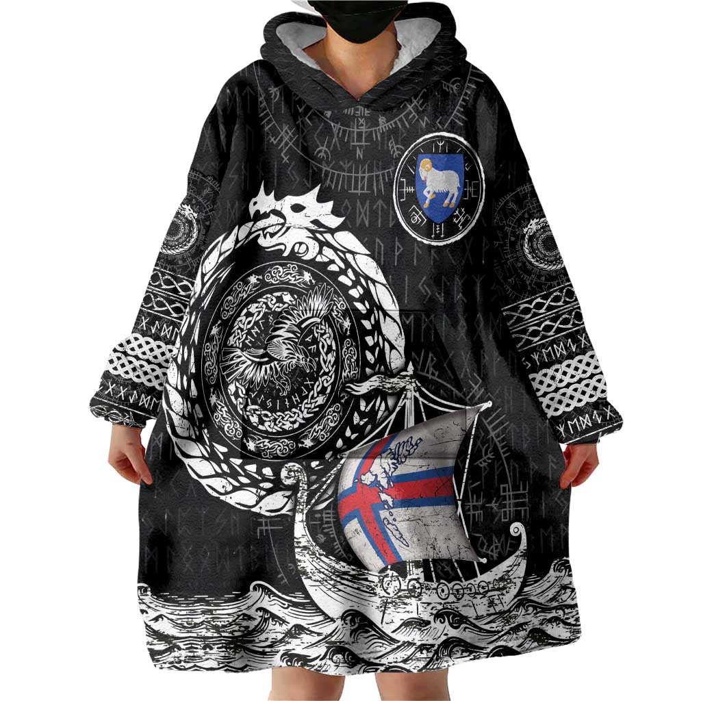 Personalized Viking Faroe Islands Wearable Blanket Hoodie Faroese Viking Ship
