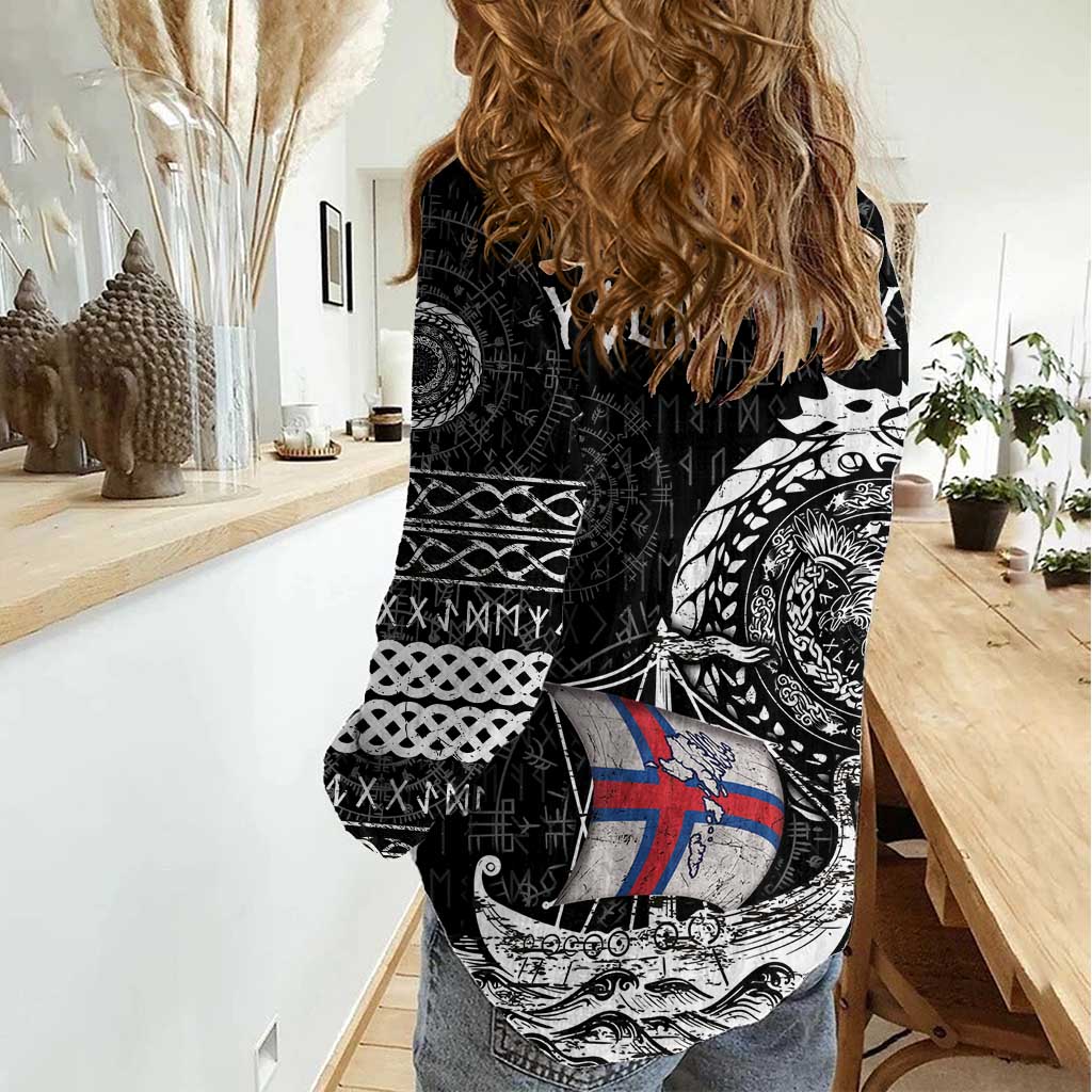 Personalized Viking Faroe Islands Women Casual Shirt Faroese Viking Ship