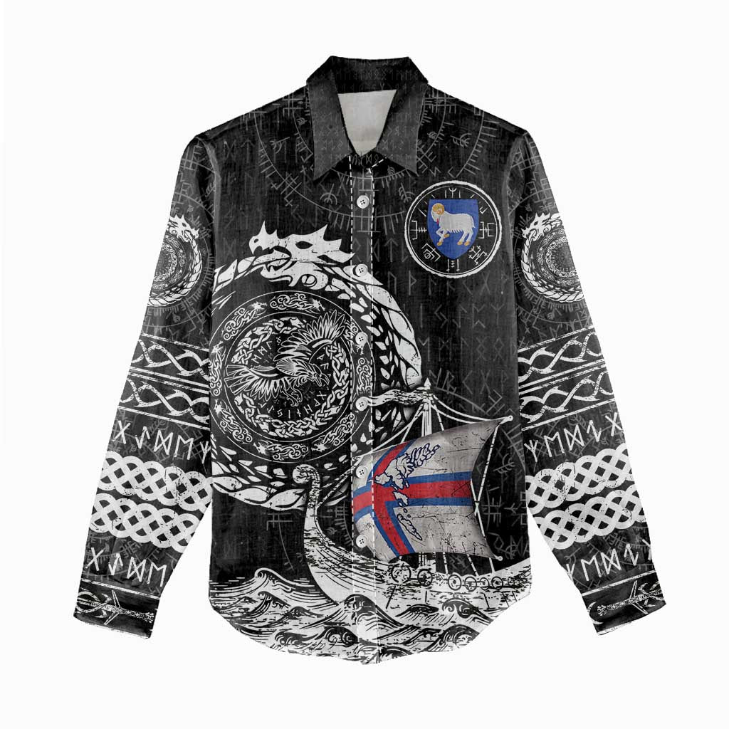Personalized Viking Faroe Islands Women Casual Shirt Faroese Viking Ship