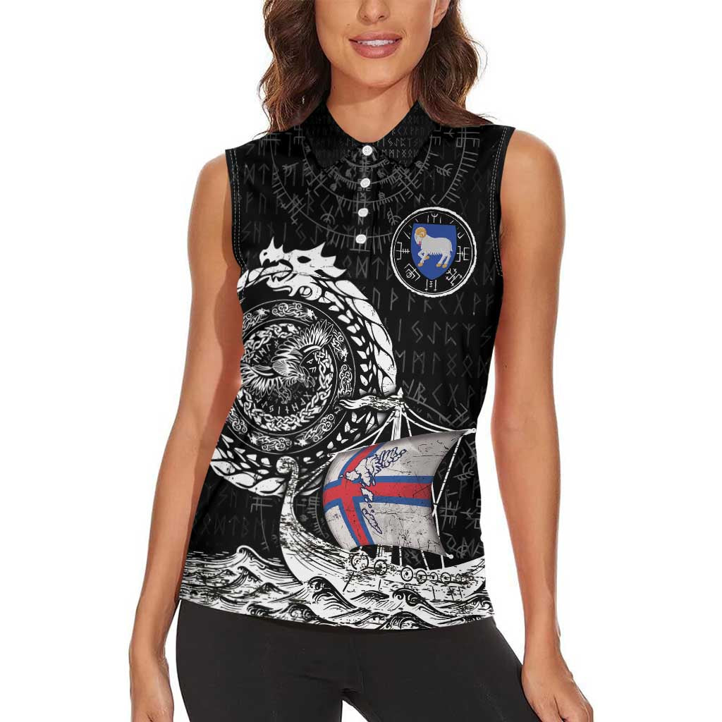 Personalized Viking Faroe Islands Women Sleeveless Polo Shirt Faroese Viking Ship