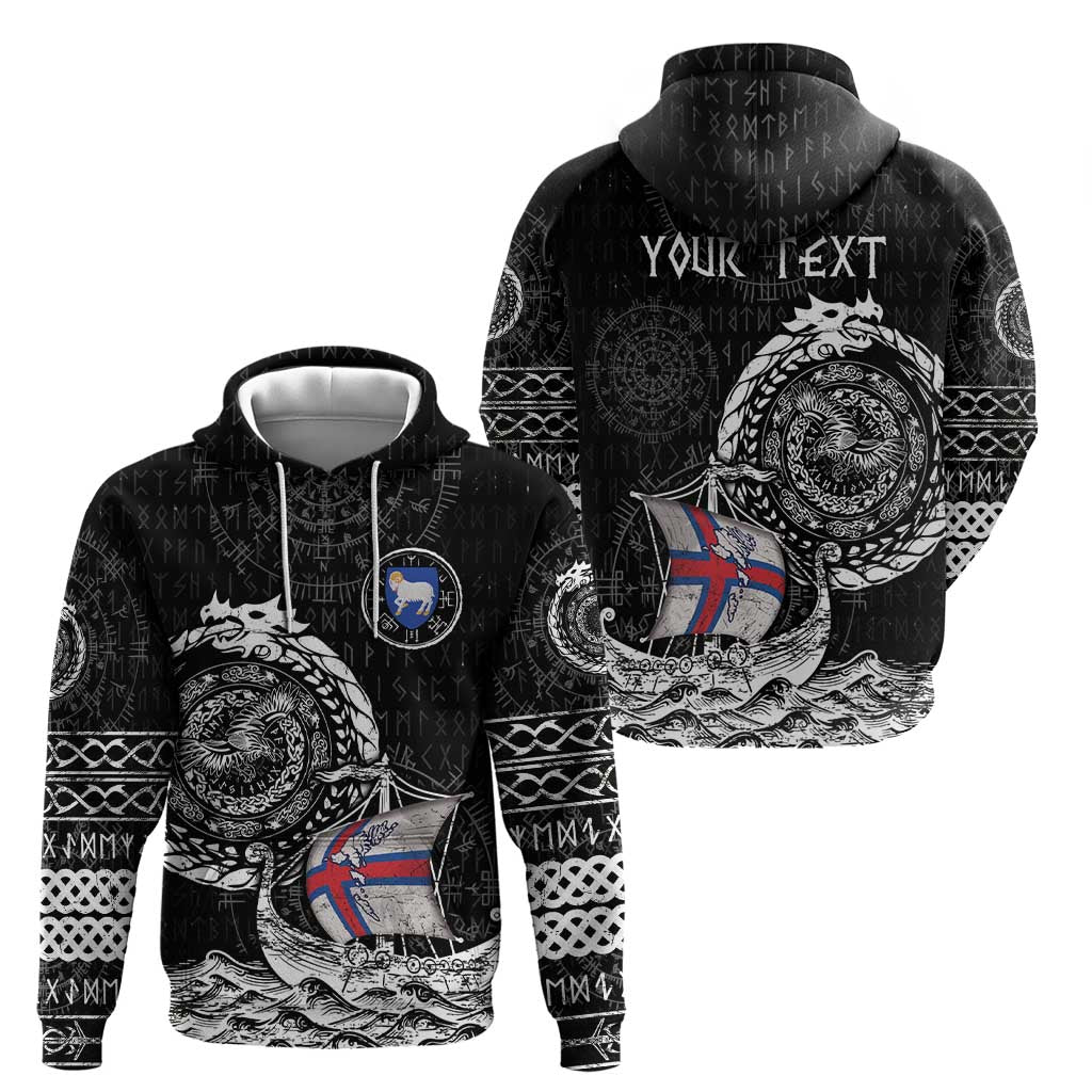 Personalized Viking Faroe Islands Zip Hoodie Faroese Viking Ship