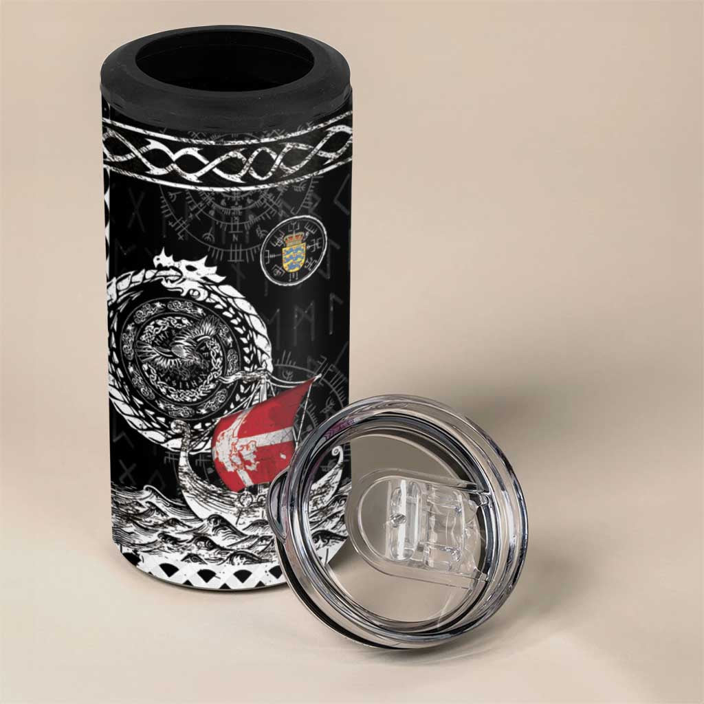 Personalized Viking Denmark 4 in 1 Can Cooler Tumbler Danish Viking Ship