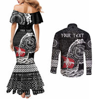 Personalized Viking Denmark Couples Matching Mermaid Dress and Long Sleeve Button Shirt Danish Viking Ship