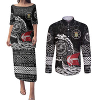 Personalized Viking Denmark Couples Matching Puletasi and Long Sleeve Button Shirt Danish Viking Ship