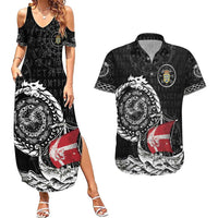 Personalized Viking Denmark Couples Matching Summer Maxi Dress and Hawaiian Shirt Danish Viking Ship