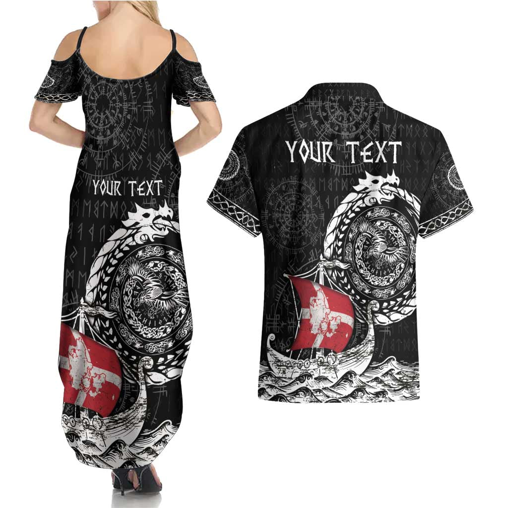Personalized Viking Denmark Couples Matching Summer Maxi Dress and Hawaiian Shirt Danish Viking Ship