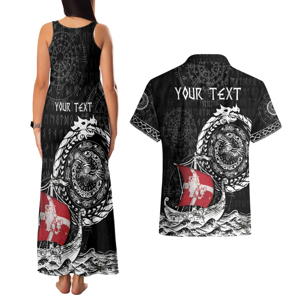 Personalized Viking Denmark Couples Matching Tank Maxi Dress and Hawaiian Shirt Danish Viking Ship