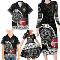 Personalized Viking Denmark Family Matching Long Sleeve Bodycon Dress and Hawaiian Shirt Danish Viking Ship