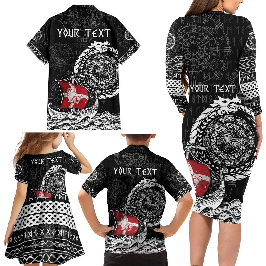 Personalized Viking Denmark Family Matching Long Sleeve Bodycon Dress and Hawaiian Shirt Danish Viking Ship