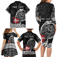 Personalized Viking Denmark Family Matching Long Sleeve Bodycon Dress and Hawaiian Shirt Danish Viking Ship
