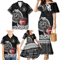 Personalized Viking Denmark Family Matching Mermaid Dress and Hawaiian Shirt Danish Viking Ship