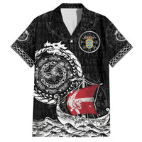 Personalized Viking Denmark Family Matching Off The Shoulder Long Sleeve Dress and Hawaiian Shirt Danish Viking Ship