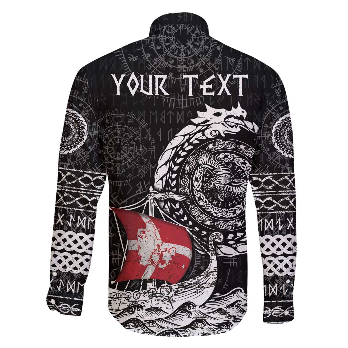 Personalized Viking Denmark Family Matching Off The Shoulder Long Sleeve Dress and Hawaiian Shirt Danish Viking Ship