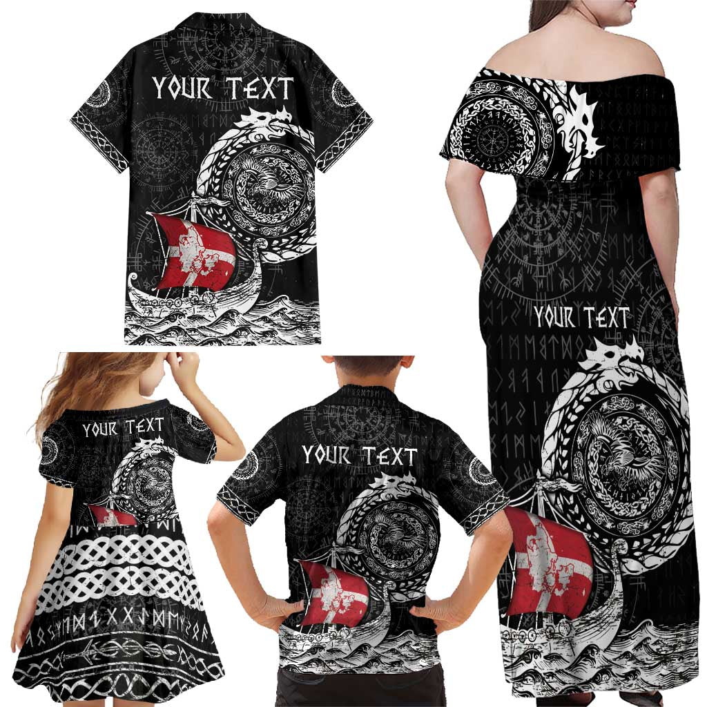Personalized Viking Denmark Family Matching Off Shoulder Maxi Dress and Hawaiian Shirt Danish Viking Ship