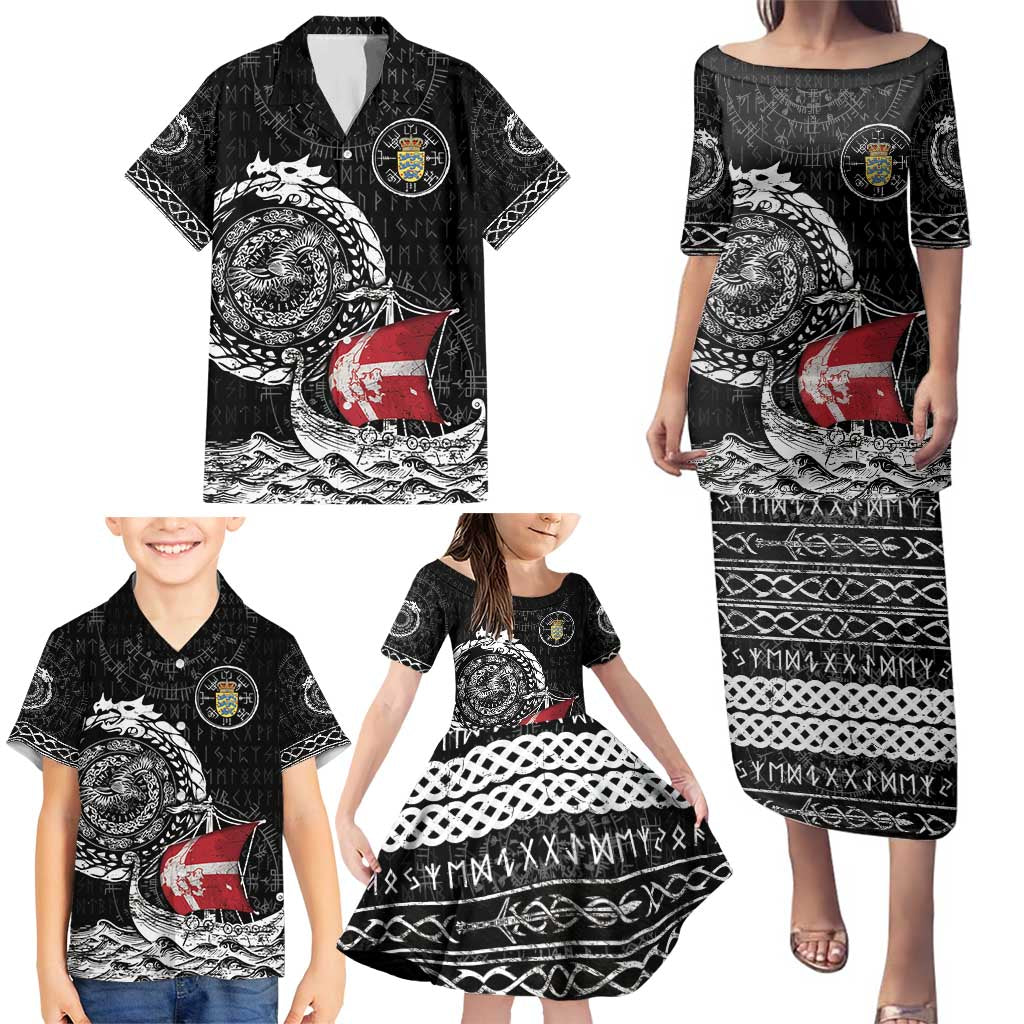 Personalized Viking Denmark Family Matching Puletasi and Hawaiian Shirt Danish Viking Ship
