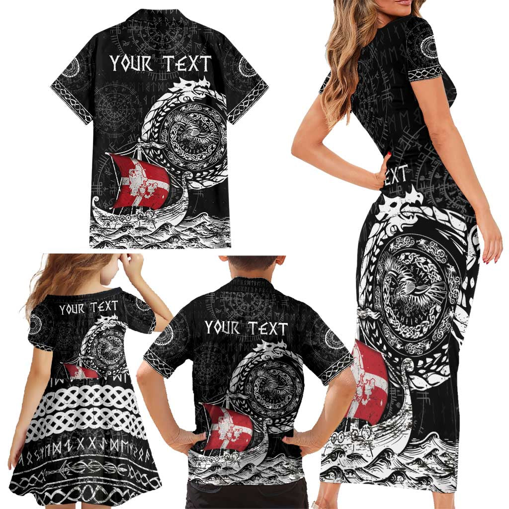 Personalized Viking Denmark Family Matching Short Sleeve Bodycon Dress and Hawaiian Shirt Danish Viking Ship
