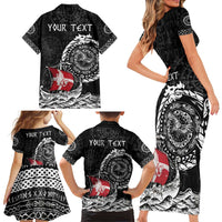 Personalized Viking Denmark Family Matching Short Sleeve Bodycon Dress and Hawaiian Shirt Danish Viking Ship
