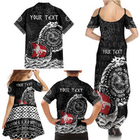 Personalized Viking Denmark Family Matching Summer Maxi Dress and Hawaiian Shirt Danish Viking Ship