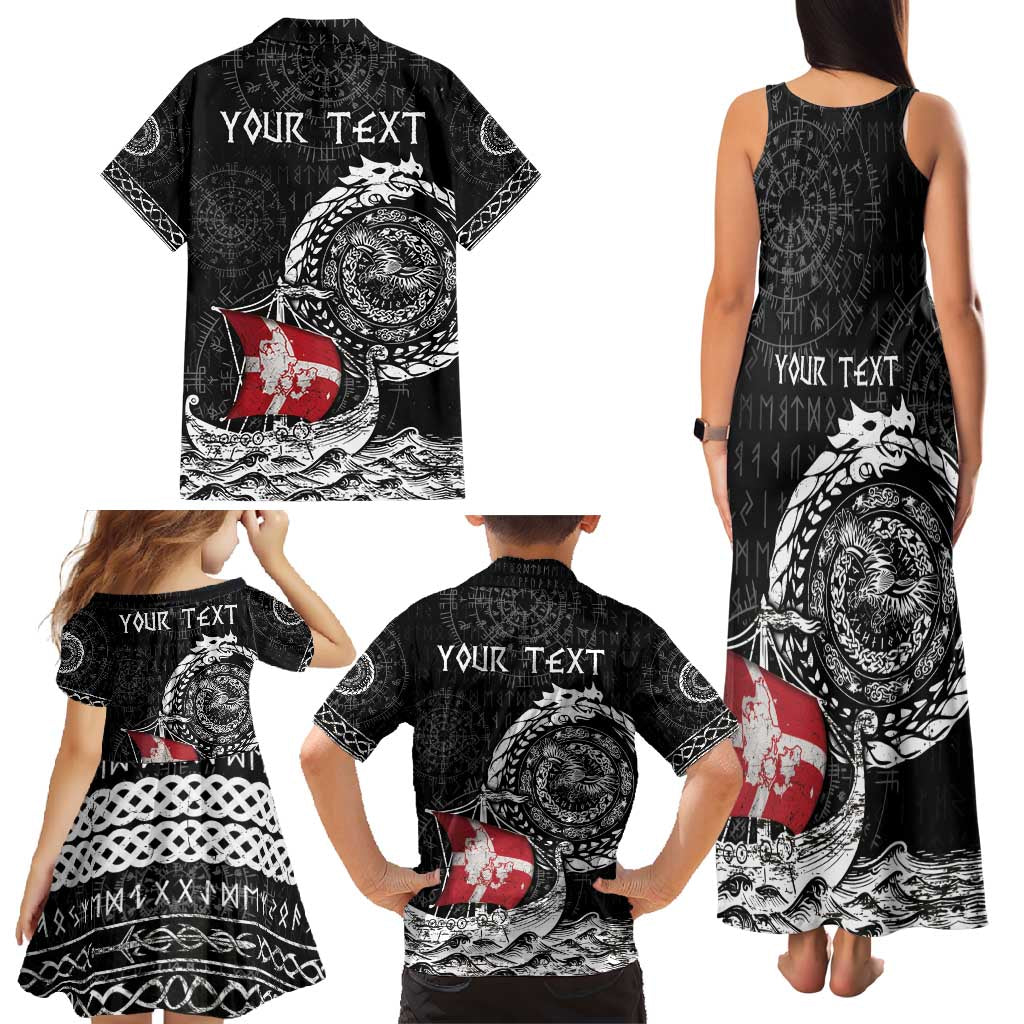 Personalized Viking Denmark Family Matching Tank Maxi Dress and Hawaiian Shirt Danish Viking Ship