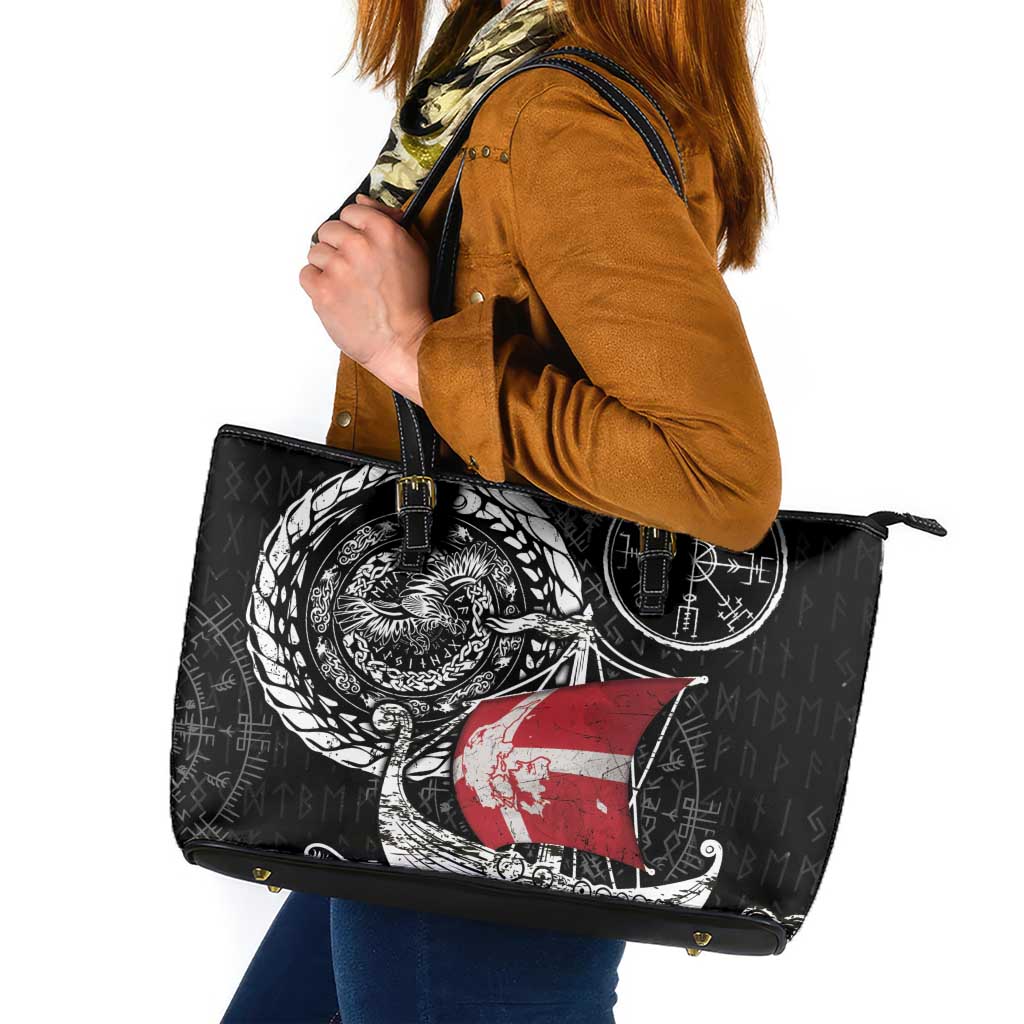 Viking Denmark Leather Tote Bag Danish Viking Ship