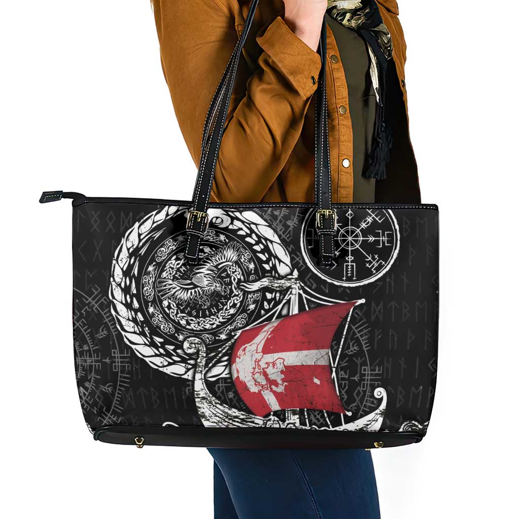 Viking Denmark Leather Tote Bag Danish Viking Ship