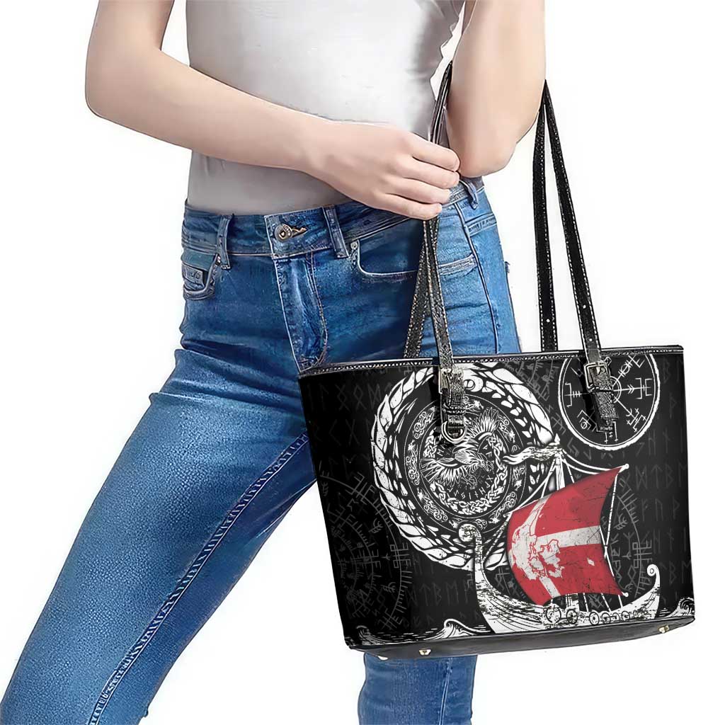 Viking Denmark Leather Tote Bag Danish Viking Ship