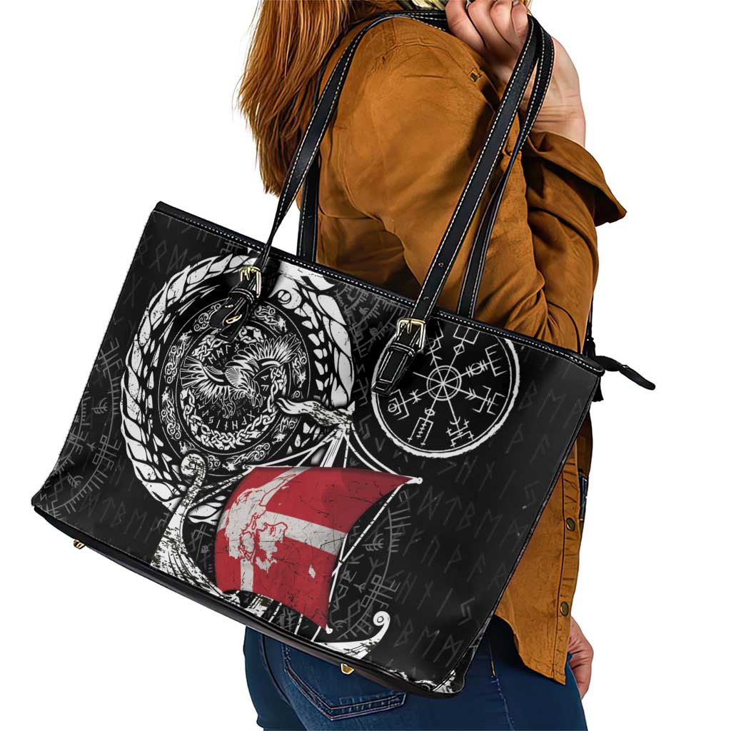 Viking Denmark Leather Tote Bag Danish Viking Ship