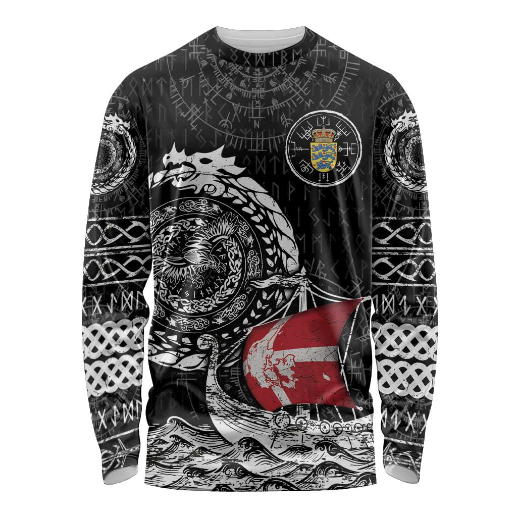 Personalized Viking Denmark Long Sleeve Shirt Danish Viking Ship
