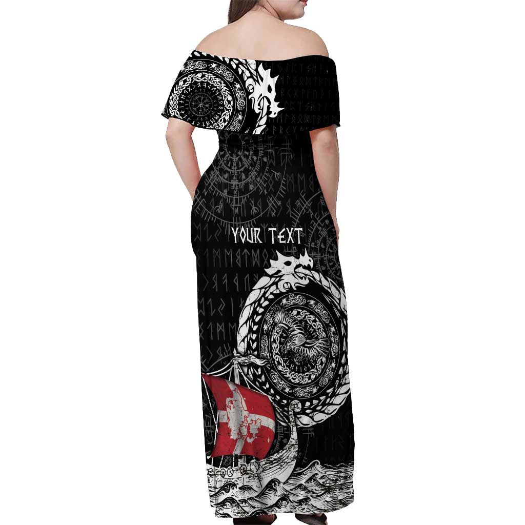 Personalized Viking Denmark Off Shoulder Maxi Dress Danish Viking Ship