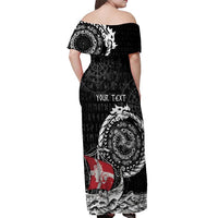 Personalized Viking Denmark Off Shoulder Maxi Dress Danish Viking Ship