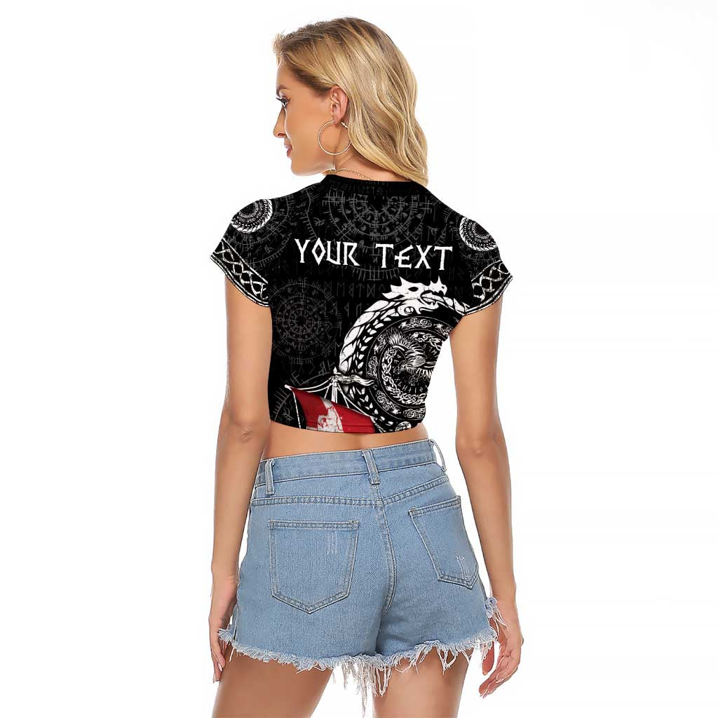Personalized Viking Denmark Raglan Cropped T Shirt Danish Viking Ship
