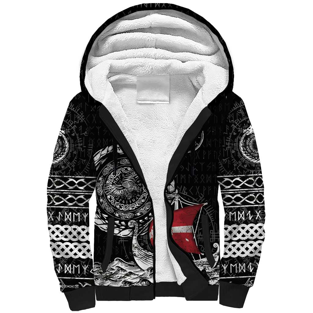 Personalized Viking Denmark Sherpa Hoodie Danish Viking Ship
