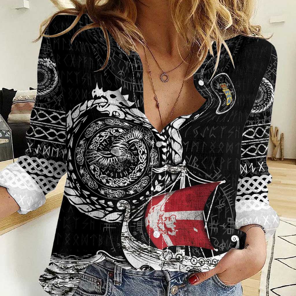 Personalized Viking Denmark Women Casual Shirt Danish Viking Ship