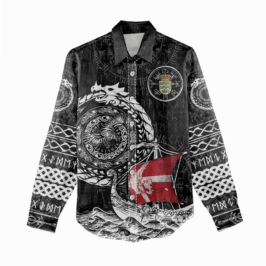 Personalized Viking Denmark Women Casual Shirt Danish Viking Ship